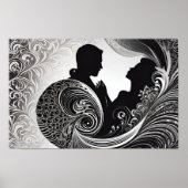 Zwart-wit Silent Vow Silhouette Love Story Poster (Voorkant)