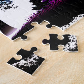 Zwart-wit Silhouet Abstract Rainbow Sky Legpuzzel (Zijkant)