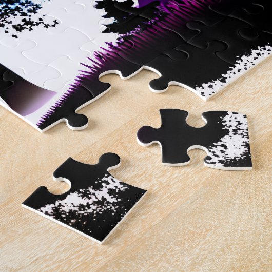 Zwart-wit Silhouet Abstract Rainbow Sky Legpuzzel (Zijkant)