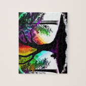 Zwart-wit Silhouet Abstract Rainbow Sky Legpuzzel (Verticaal)