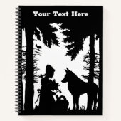 Zwart Wit Silhouet Roodkapje Wolf Bossen Notitieboek (Voorkant)