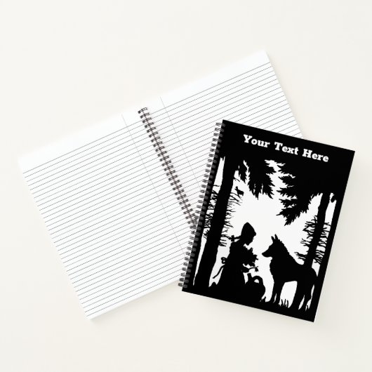 Zwart Wit Silhouet Roodkapje Wolf Bossen Notitieboek (Binnen)