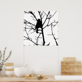 Zwart-wit silhouet van cichorei in een boom poster (Keuken)