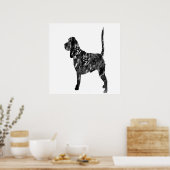 Zwart-wit silhouet van een staande beagle poster (Keuken)