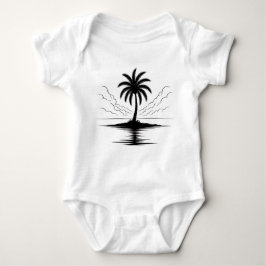 Zwart-wit silhouet van Palm Tree Romper