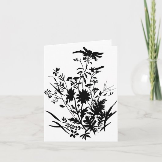 Zwart-wit Silhouette Bloemen...briefkaart Kaart (Voorkant)