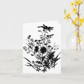Zwart-wit Silhouette Bloemen...briefkaart Kaart (Gele Bloem)