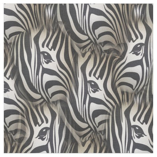 Zwart - Wit Silhouette Zebra repeat Stof (Close Up)