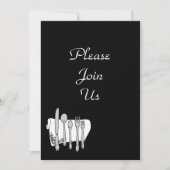 Zwart Wit Silverware Custom Invitation Sjabloon Kaart (Voorkant)