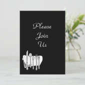Zwart Wit Silverware Custom Invitation Sjabloon Kaart (Staand voorkant)