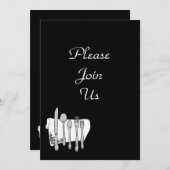 Zwart Wit Silverware Custom Invitation Sjabloon Kaart (Voorkant / Achterkant)