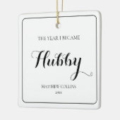 Zwart-wit Simpel Script Man Kerstmis Keramisch Ornament (Links)