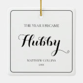 Zwart-wit Simpel Script Man Kerstmis Keramisch Ornament (Achterkant)