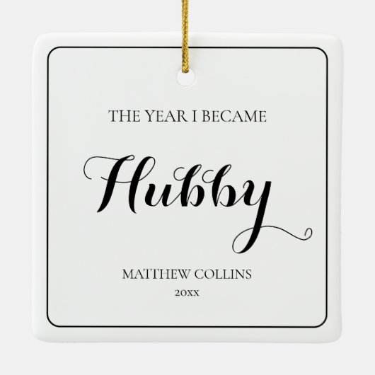 Zwart-wit Simpel Script Man Kerstmis Keramisch Ornament (Achterkant)