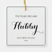 Zwart-wit Simpel Script Man Kerstmis Keramisch Ornament (Voorkant)