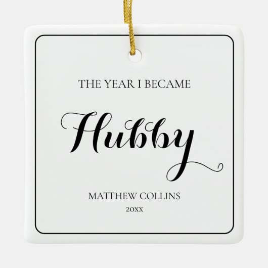 Zwart-wit Simpel Script Man Kerstmis Keramisch Ornament (Voorkant)