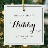 Zwart-wit Simpel Script Man Kerstmis Keramisch Ornament