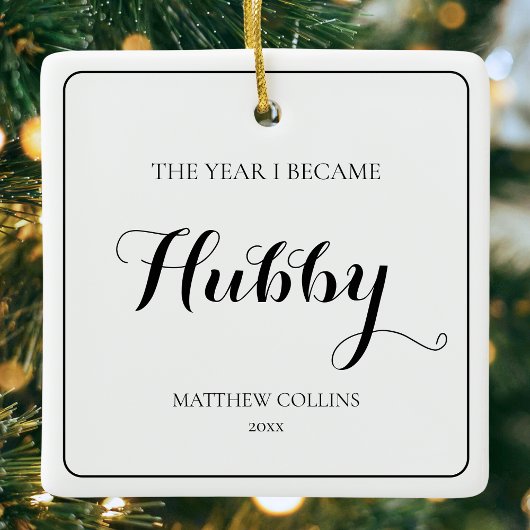 Zwart-wit Simpel Script Man Kerstmis Keramisch Ornament