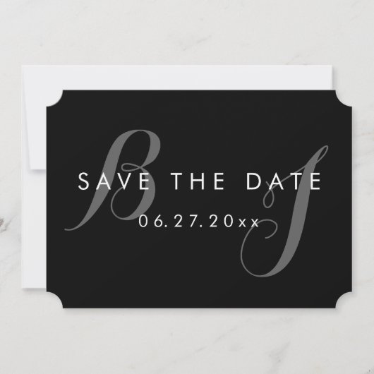 Zwart-wit simpele trouw save the dates kaart (Voorkant)