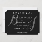 Zwart-wit simpele trouw save the dates kaart (Achterkant)