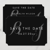 Zwart-wit simpele trouw save the dates kaart (Voorkant / Achterkant)