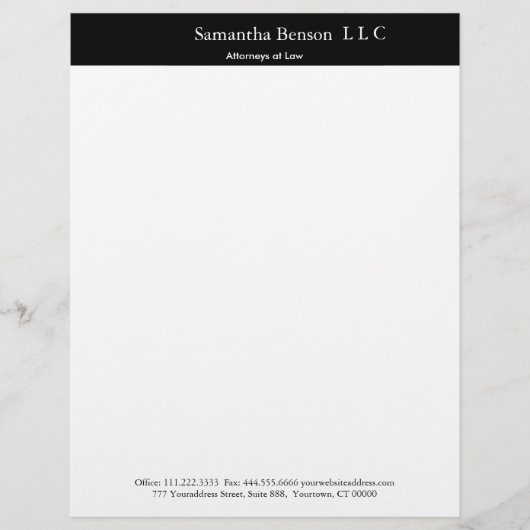 Zwart-wit Simple Professional Briefhoofd (Voorkant)