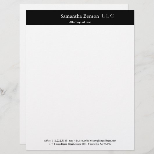 Zwart-wit Simple Professional Briefhoofd (Voorkant / Achterkant)