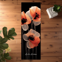 Zwart Wit Sinaasappel Abstract Poppies Floral Eleg Yogamat