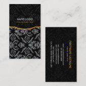 Zwart wit Sinaasappel fijne lijn schaduwpatroon Visitekaartje (Voorkant / Achterkant)