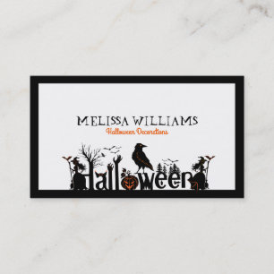 Zwart Wit & Sinaasappel Halloween Typografie Visitekaartje