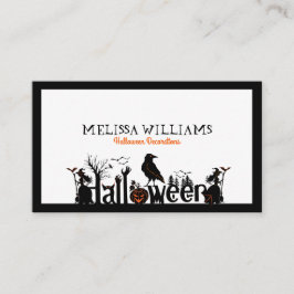 Zwart Wit & Sinaasappel Halloween Typografie Visitekaartje