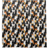 Zwart Wit Sinaasappel Katten Douchegordijn (Voorkant)