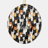 Zwart Wit Sinaasappel Katten Keramisch Ornament (Links)