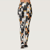 Zwart Wit Sinaasappel Katten Leggings (Achterkant)