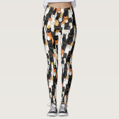 Zwart Wit Sinaasappel Katten Leggings (Voorkant)