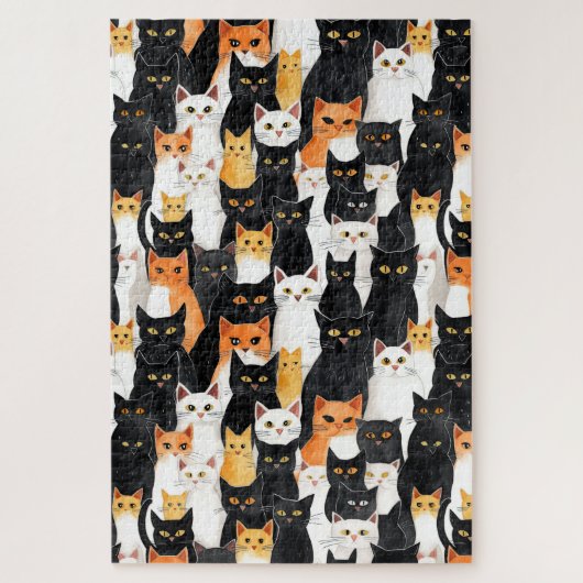 Zwart Wit Sinaasappel Katten Legpuzzel (Verticaal)