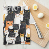 Zwart Wit Sinaasappel Katten Theedoek (Quarter Fold)