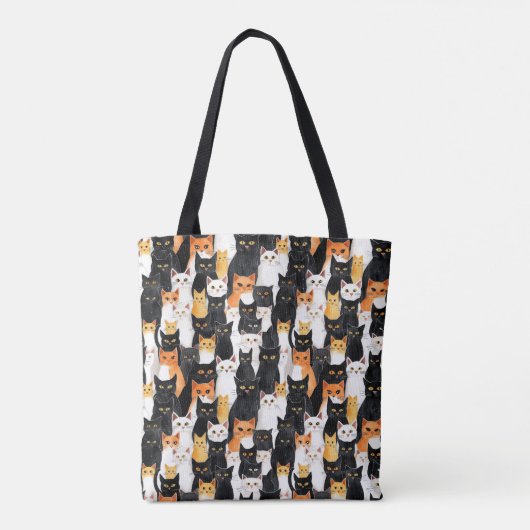 Zwart Wit Sinaasappel Katten Tote Bag (Achterkant)
