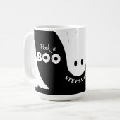 Zwart Wit Sinaasappel Peek a Boo Ghosts Halloween Koffiemok (Voorkant links)