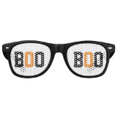 Zwart Wit Sinaasappel Spooky Boo Halloween Retro Zonnebril (Voorkant)
