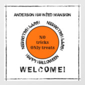 Zwart Wit Sinaasappel Spooky Modern Happy Hallowee Raamsticker (Vel)