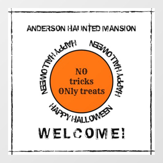 Zwart Wit Sinaasappel Spooky Modern Happy Hallowee Raamsticker (Vel)