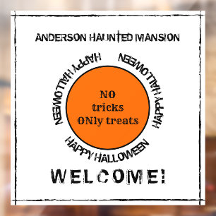 Zwart Wit Sinaasappel Spooky Modern Happy Hallowee Raamsticker