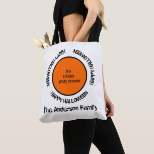 Zwart Wit Sinaasappel Spooky Modern Happy Hallowee Tote Bag