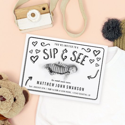 Zwart-wit Sip en Zie Foto Kaart