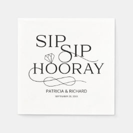 Zwart-Wit Sip Sip Hoera Verlovingsfeest Servet