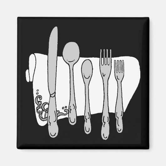 Zwart-wit Siverware Design Magneet (Voorkant)