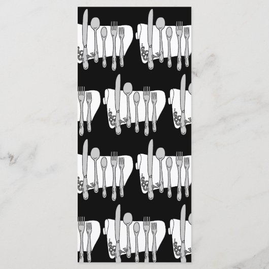 Zwart-wit Siverware Design Menu Rack Kaart (Achterkant)