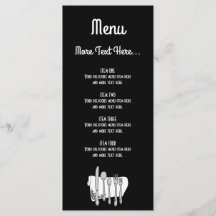 Zwart-wit Siverware Design Menu Rack Kaart