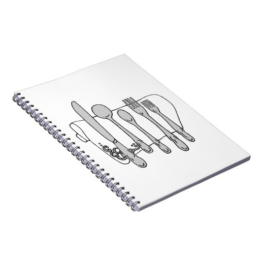 Zwart-wit Siverware Design Notitieboek (Rechterzijde)